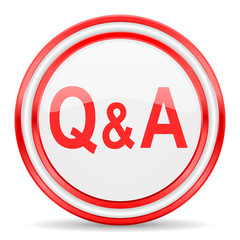 question answer red white glossy web icon