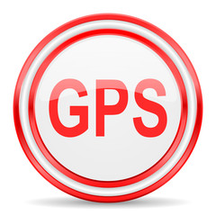 gps red white glossy web icon