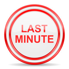 last minute red white glossy web icon