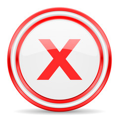 cancel red white glossy web icon