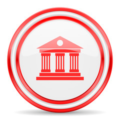 museum red white glossy web icon