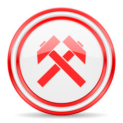 Obraz premium mining red white glossy web icon