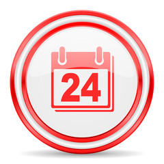 calendar red white glossy web icon