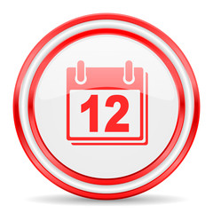 calendar red white glossy web icon