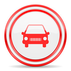 car red white glossy web icon