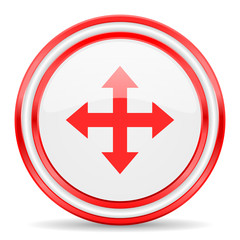 arrow red white glossy web icon