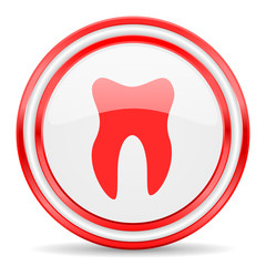 tooth red white glossy web icon