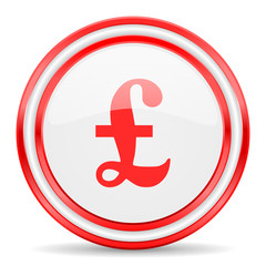 pound red white glossy web icon
