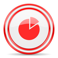 chart red white glossy web icon