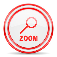 zoom red white glossy web icon