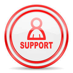 support red white glossy web icon