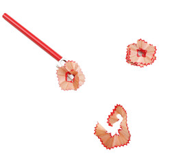 Pencil and pencil shavings, isolated on white