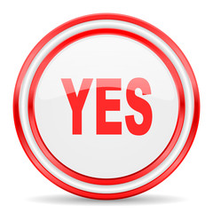 yes red white glossy web icon