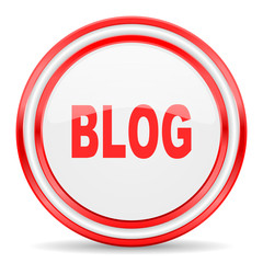 blog red white glossy web icon