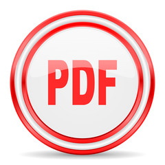 pdf red white glossy web icon