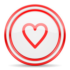 heart red white glossy web icon