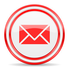 email red white glossy web icon