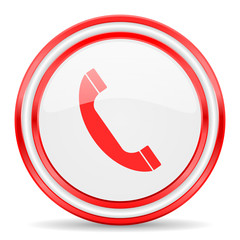 phone red white glossy web icon