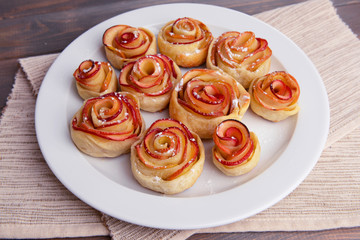 Tasty  puff pastry with apple shaped roses