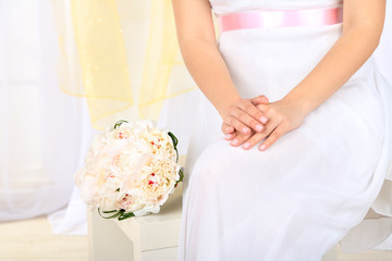 Obraz na płótnie Canvas Hands of bride, close-up