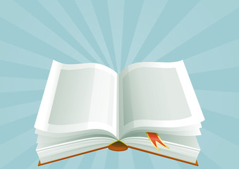 Vector open book  on background with beams.