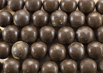 Round chocolate candies background