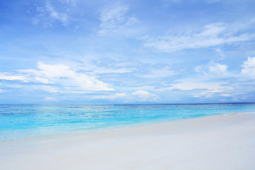 White sand beach with beautiful sky