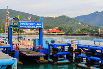 Fototapeta na wymiar sea port of seatran ferry terminal a pier koh samui,surat thani
