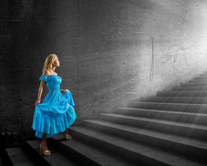 Girl in blue dress