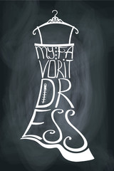 Typography Silhouette of woman dress from words on school board