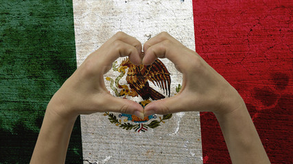 Hands Heart Symbol Mexico Flag