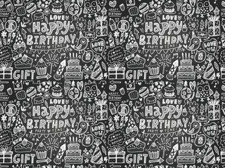 Seamless Doodle Birthday party pattern background