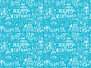Seamless Doodle Birthday party pattern background