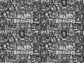 Seamless Doodle Birthday party pattern background