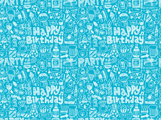 Seamless Doodle Birthday party pattern background