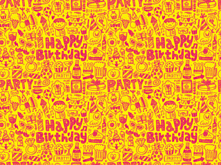 Seamless Doodle Birthday party pattern background
