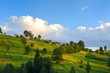 Beautiful sunny day is in mountain landscape