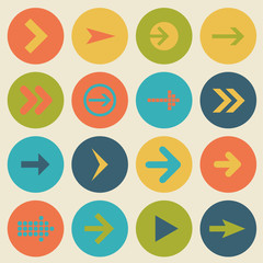 Arrow sign icon set, flat design, vector illustration of web