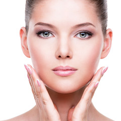 Beautiful healthy face of the young pretty woman.