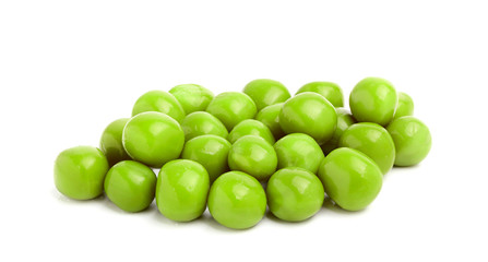 Canned green peas closeup.