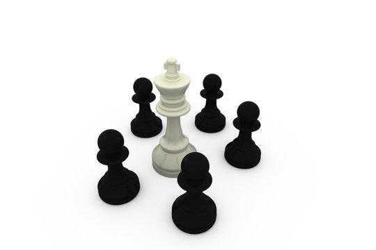 White King Surrounded By Black Pawns