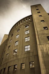 Old industrial brownfield building, gasometer in Dresden