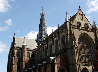 Bavo Church from 1483 in center of Haarlem