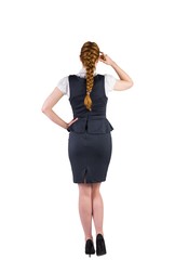 Fototapeta premium Redhead businesswoman scratching her head