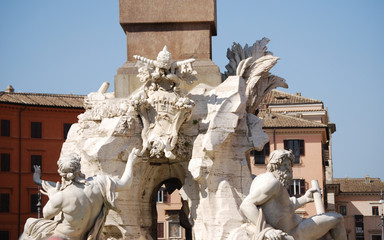 Rome, Piazza Navona, Fountain from Bernini in Italy