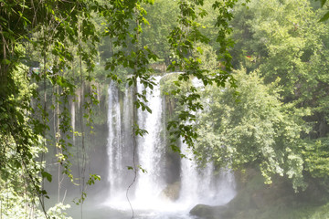View of the upper Duden waterfalls in Antalya