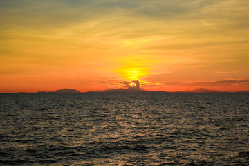 Sunset at the sea of Chantaburi, Thailand.