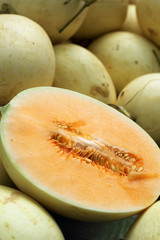 yellow cantaloupe - asia fruit in the market