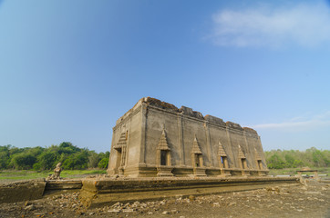 Temples and ancient stone church in western Thailand.