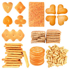 Collage of tasty cookies isolated on white